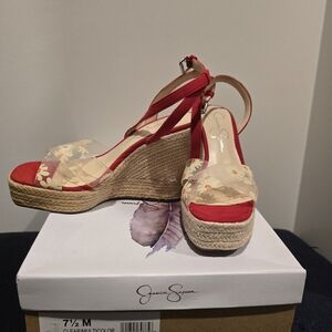 Jessica Simpson Red Wedge Sandals
